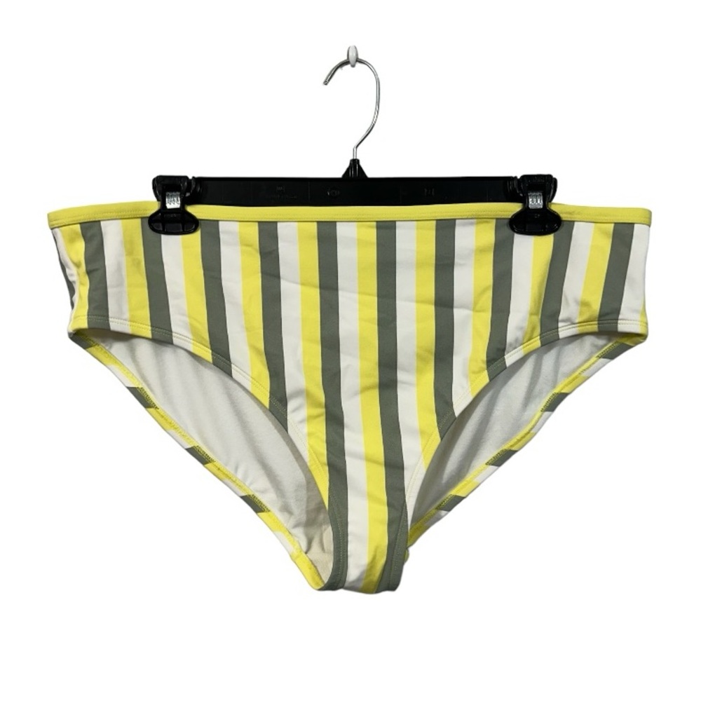 New Yellow gray white striped bikini bottoms size 2X